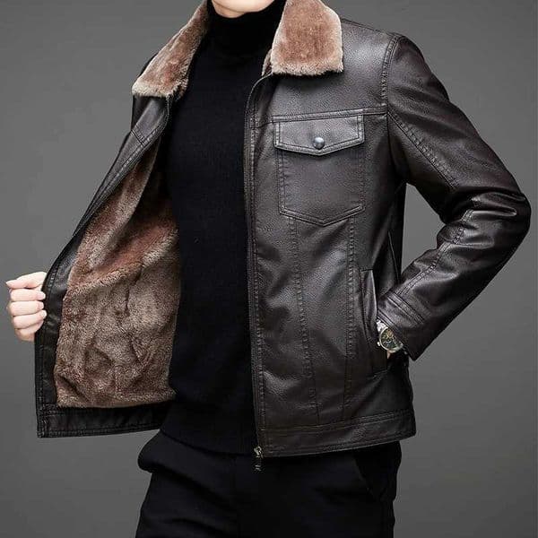 Men PU Casual Leather Jacket Autumn Winter Add Velvet Coat Motorcycle Biker Slim Fit Outwear Male Classic leather Clothing men W251015