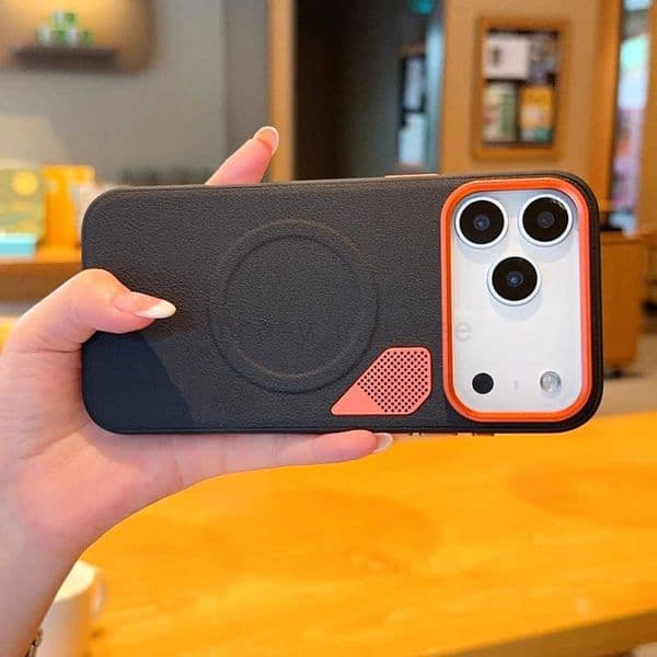 For iPhone Pro Max 17 Air Case Magnetic PU Leather PC Heat Dissipation Cover with Metal Camera Lens for iPhone17 26L0422