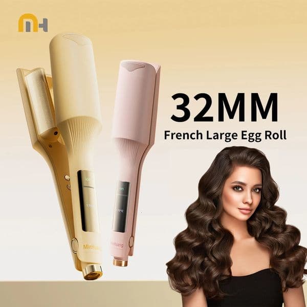 Hd Lace Wig 32Mm Wave woman Curling Iron Professional French Egg Roll Hair Curler Corrugated Wavy Styler Woman Fast Heating Volumizing Styling Tool 251015 Curly