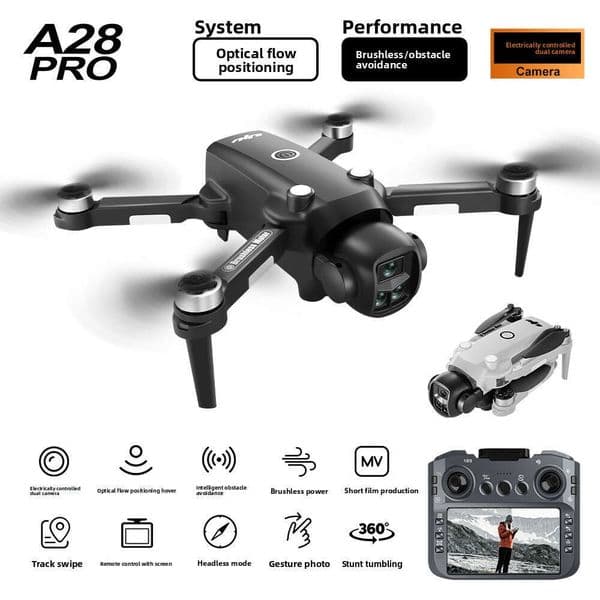 New Product A28 Drone With Screen Brushless Optical Flow Obstacle Avoidance Quadcopter Remote Control Aircraft Drone