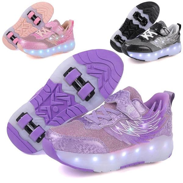 Boys Girls Roller Shoes LED Light Up USB Charging Children Roller Skate Casual Skateboarding Shoes Sports Shoes Kids Sneakers 251015