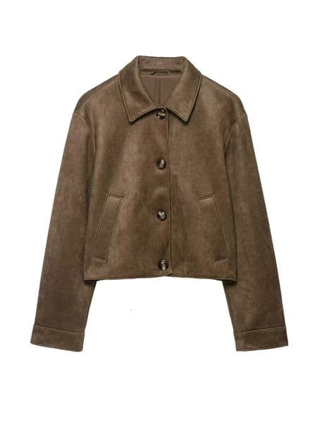 Women Fashion Faux Suede Jacket Coat Long Sleeve Buttonup Female Outerwear Chic Tops 251013