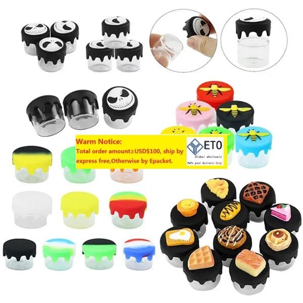 Portable 6ml 4 Style Colorful Silicone Containers Jars Hookahs Accessories Sealed Non-stick Storage Box Herb Tobacco Dab Wax Glass ZZ