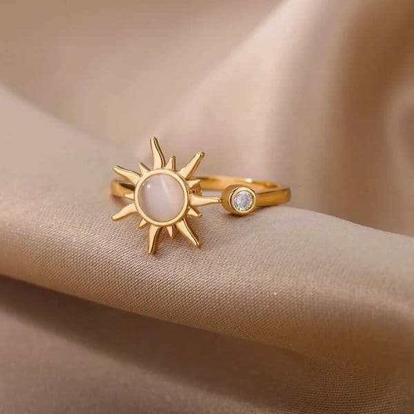 Anti Str Anxiety Ring For Women Stainl Steel Sun Pendant Spinner Fidget Finger Rings 2022 Fashion Birtay Jewelry GiftXJ251015