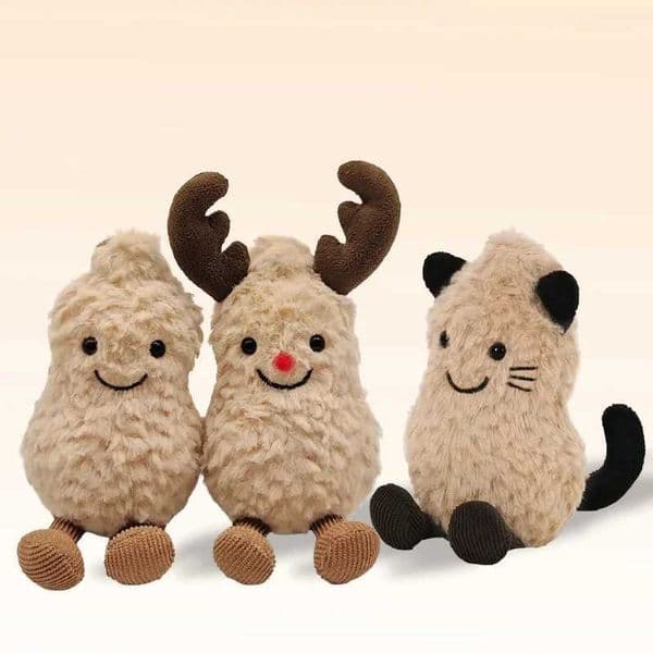 17cm Cute Peanut Plush Toy Pendant Stuffed Fluffy Peanut Cosplay Cat Elk Soft Doll Keychain Kids Toy Birthday Christmas Gift W251015
