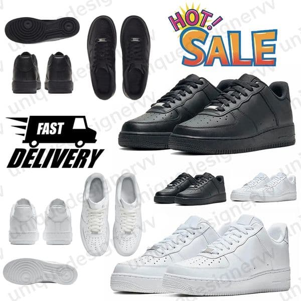 Fast delivery 1 one men women designer running Shoes Triple white black sneakers outdoor men trainer size 36-47