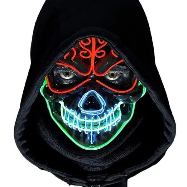 Halloween Horror Skull Head Mask Cosplay Scary Skeleton Disguise Mask Light Up Luminous LED Party Mask Glowing 251010
