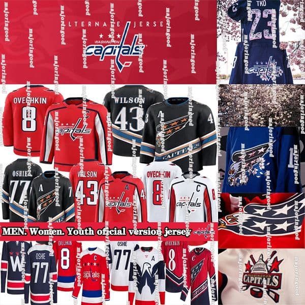 Capitals Jersey #8 Alex Ovechkin Jersey Strome Tom Wilsons Jersey Pierre-Luc Dubois Dylann Stromees T.J. Oshie Aliaksei Protas Jakob Chychrun Hockey Jerseys
