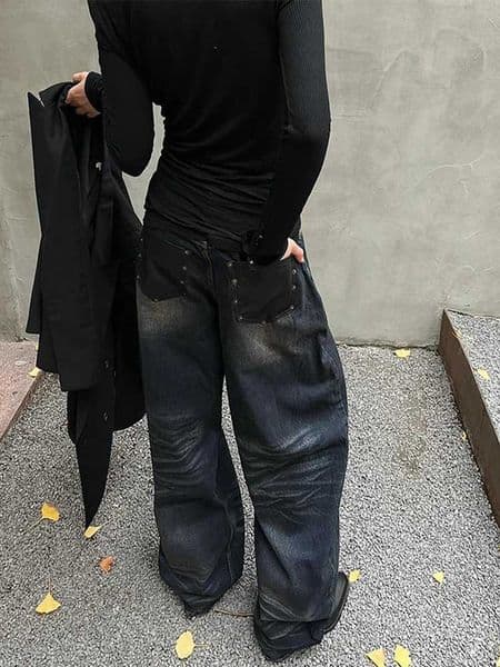 Autumn Winter Women Dark Academia Jean Abi Trashy Y2k Long Trousers Baggy Denim Pants Japanese Harajuku 2000s Wide Leg Grunge W251015