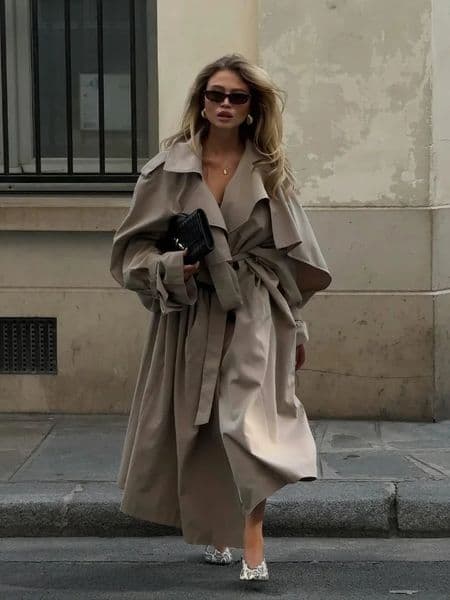 Women Casual Lace Up Long Trench Coat Chic Solid Color Full Sleeve Lapel Windbreaker 2025 Fashion Loose Commute Jackets 251015