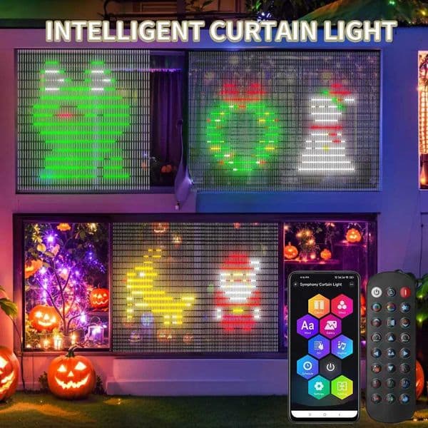 RGB Smart Curtain Led String Light 400 Leds DIY Christmas Lights Pattern App Remote Controler WS2812B Display Garland Decoration X251015