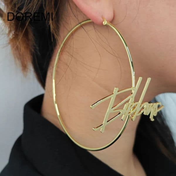 DOREMI Custom Name Earring With Stainless Steel Letter Round Drop Earrings Female Antiallergy Jewelry 251008