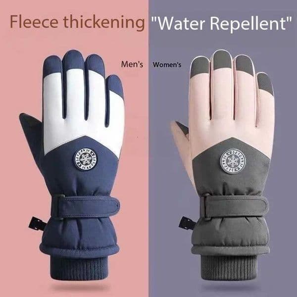 Men Women Winter Snowboard Ski Gloves PU Leather Nonslip Touch Screen Waterproof Motorcycle Cycling Fleece Warm Riding Gloves Y251015