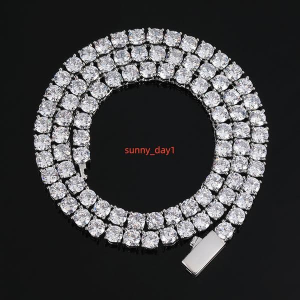 NUOYA 3mm Hip Hop Jewelry Iced Diamond Tennis Chain Silver Plated Brass Bling Tennis Chain Necklace Women for Women Men in Stock Designer