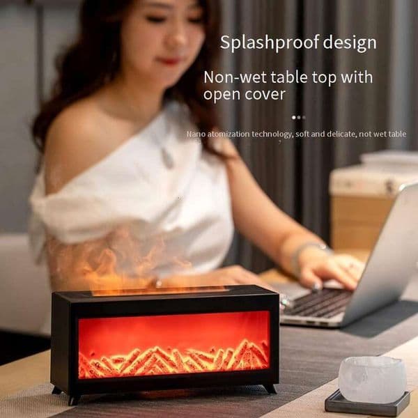 Air Aromatherapy Humidifier Fireplace Aroma Diffuser Humidifier Ml Large Mist Essential Oil Ultrasonic Humidifier Dual Nozzles Remote Control Auto Shut Off
