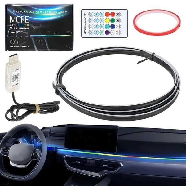 Colorful LED Car Interior Hidden App Remote Control Atmosphere Lamp USB Car Ambient Light Acrylic Strips Dashboard Lights RGB X251015