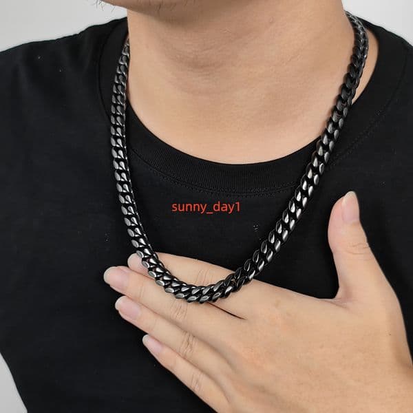 NUOYA 10MM Stainless Steel Black Plated Cuban Link Chain Men Gold Chains Hip Hop Style Miami Curb Necklace Custom Jewelry Designer