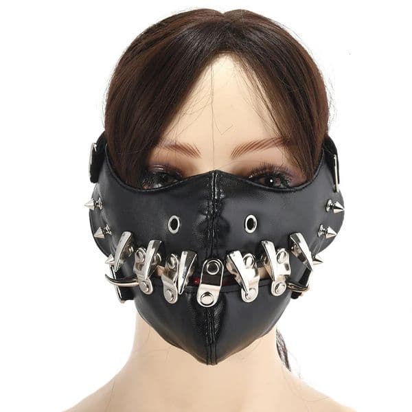 Punk Mask Half Face Rivet Spike Costume Adult Men Women Halloween Gothic Horror Accessory PU Leather Bike Cycling Fashion Mask 251010BJ