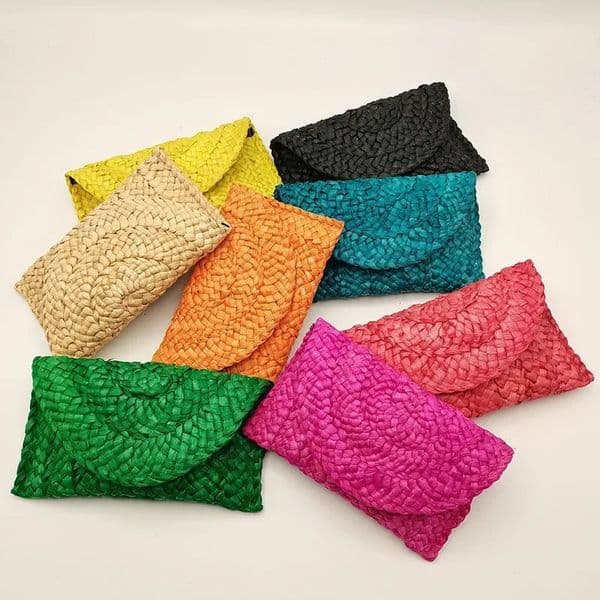 Corn Husk Weave Dinner Clutch Bag Womens Fashion Simple Solid Straw Large Purse Woman Summer Casual Vacation Ladies Wallet 2023 251014