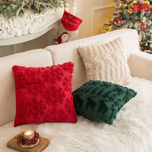 1PCS Christmas Pillow Covers Christmas Decorative Soft Winter Plush Pillowcase Cushion Cover Embroidery Christmas Decoration 251011