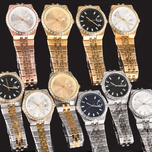 fashion mens watches 40mm quartz Rhinestone diamond Gold men watch Designer wristwatches Stainless Steel band for mans Christmas Valentines Day Gifts for father