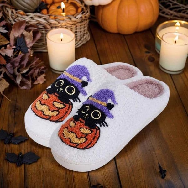 Black Pumpkin Warm Slip House Shoes Comfortable Thermal Couple Slippers NSlip Fuzzy Closed Toe Slippers for WinterXJ251016