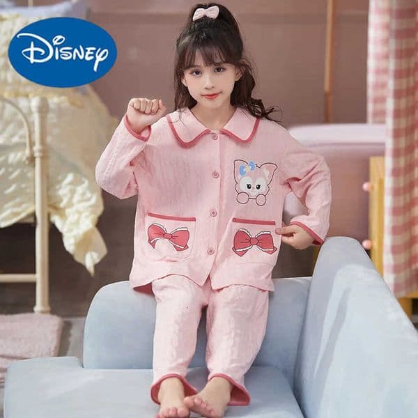 Disney Cute Sanrio Girls Pajama Sets Kawaii Cartoon Print Comfy Soft Gal Nightwear Set Fashion Comfortable Home Clothes Autumn Winter H251016