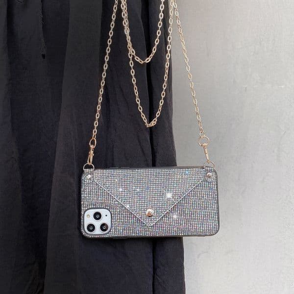 The new Apple phone case and iPhone Pro Max phone case are suitable for women with sparkling diamond protective cases with card slots