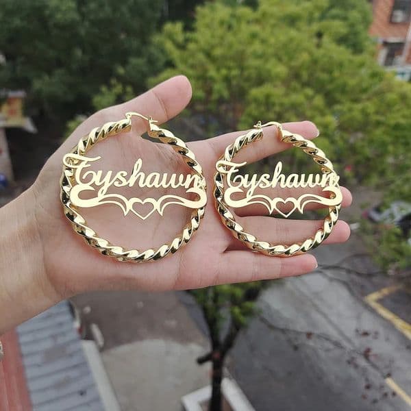 DODOAI Custom Twist Hoop Earrings For Women Bold Rope Earrings with NameCustomize Name Round Earring Personality Jewellery 251014