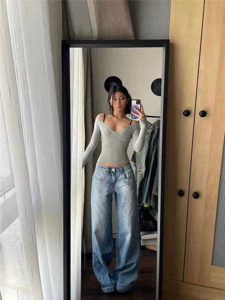 2025 Autumn Winter Womens Low Rise Vintage Denim Pants Y2K 2000s Baggy Jean Japanese Harajuku Jeans Wide Fit Jeans Korean New W251015