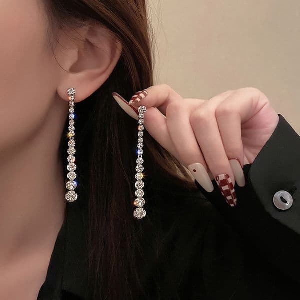 Choucong Brand New Dangle Earrings Luxury Jewelry 925 Sterling Silver Round Cut 5A Cubic Zircon CZ Diamond Stack Party Women Wedding Drop Long Earring Lover Gift