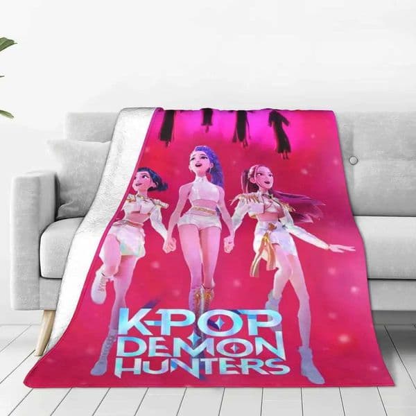 Warm BlanketKids Travel K pop Demon Hunters Throw Blanket Flannel Bedspread For Outdoor Comfortable Sofa Bed Cover W251016
