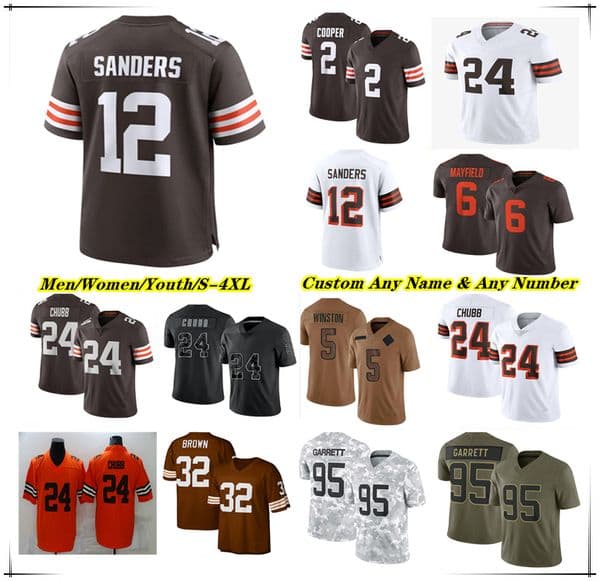 Shedeur Sanders Football Jersey Quinshon Judkins Joe Flacco Deshaun Watson Harold Fannin Jr Jerry Jeudy David Njoku Myles Garrett Carson Schwesinger Grant Delpit