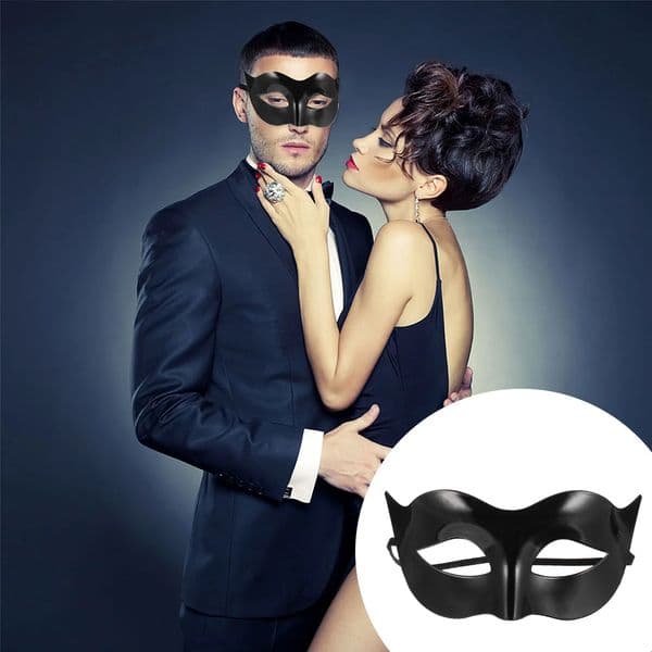 WINOMO Men Women Masquerade Costume Venetian Masquerade Mask Villain Eye Mask Black 251015