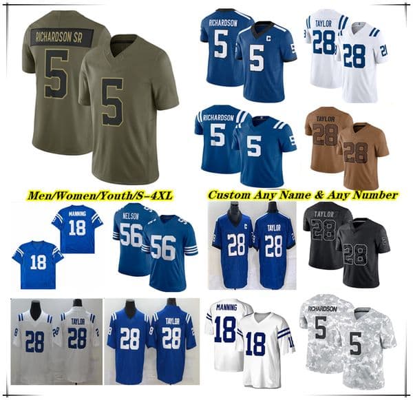 American Football Jersey Daniel Jones Jonathan Taylor Tyler Warren Michael Pittman Jr Alec Pierce Josh Downs Adonai Mitchell Nick Cross Mekhi Blackmon Nelson Dulin