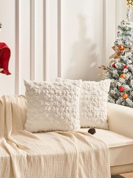 1pc Christmas Decorative Pillow Covers 16x16 Inch Set of 2 Soft Plush Faux Fur Jacquard Throw Pillows Pillowcases for Couch Sofa 251016