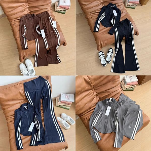 Women's Tracksuits Designer Womens Tracksuit Letter Embroidery Zipper Coat Elastic Flared Pants Sportswear Slim Fit Fashion Stripe Two