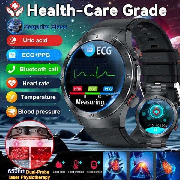 For HUAWEI Sapphire Glass ECG+PPG Health Smart Watch Laser Therapy Blood Fat Uric Acid Heart Rate Monitor Smartwatches