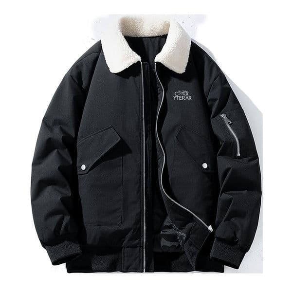Winter new down jacket, cotton jacket, men's cotton jacket, lamb wool collar, trendy brand, thick and warm winter coat