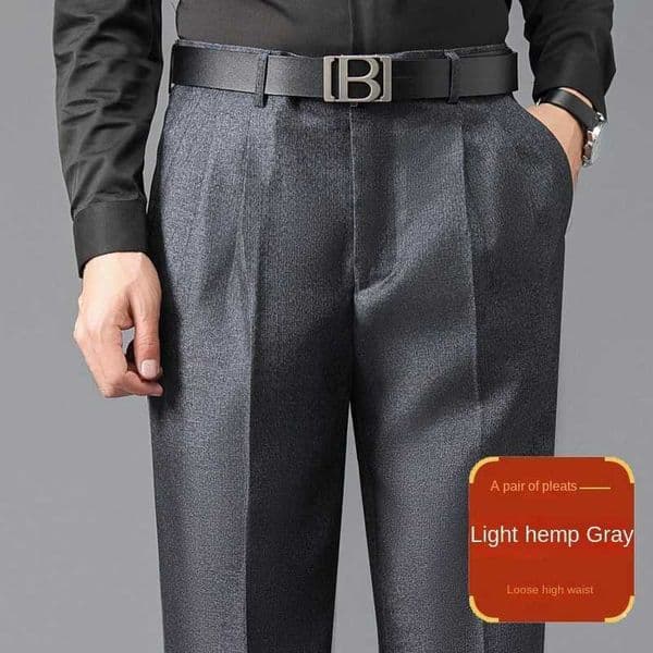 Double Pleated British Pants High Waist Thicken Straight Business Black Formal Clothes For Mens Dress Trousers size 42 44 26L0506