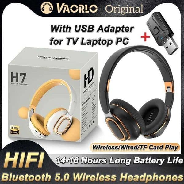 H7 Tv Headphones Wireless Headphon with Mic USB Adaptor Headset Noise Cancelling Stereo Foldable Bass for TV Earphone Z251015
