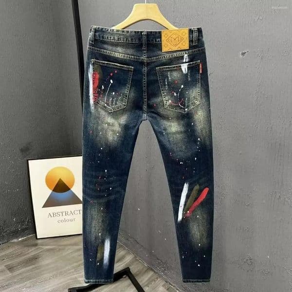Mens Jeans Casual Fashionable Zipper Denim Youth Trendy Nine-Piece Pants Artistic Regular Style For Teenagers Model Z260522
