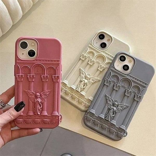 Retro Artwork Angel Statue Case For Samsung Galaxy A14 A24 A34 A54 A15 A25 A35 A55 S21 S23 FE S24 S25 Ultra Trendy Cover