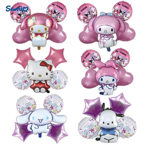 Sanrio 5pcs Cartoon Sanrio Set Ballons Combination Hello Kitty Melody Childrens Girl Birthday Party Decoration Foil Balloon Kawaii L251016