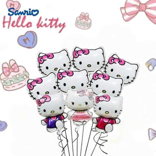Sanrio 9Pcs Kawaii Hello Kitty Party Balloons Sanrio Pink Themed Birthday Wedding Festival DIY Party Decorations Baby Shower Toys Gifts L251016