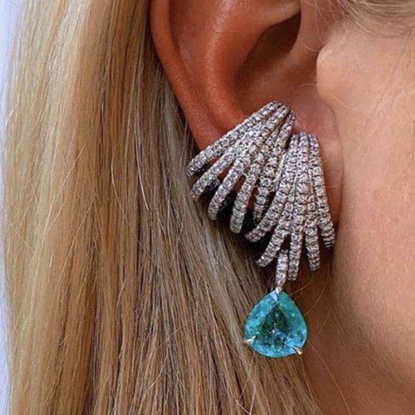 Missvikki DOUBLE CLAWS STUD Earrings Trendy Cubic Zircon Indian Earrings for women Wedding Engagement JEWELRY GIFT 251011