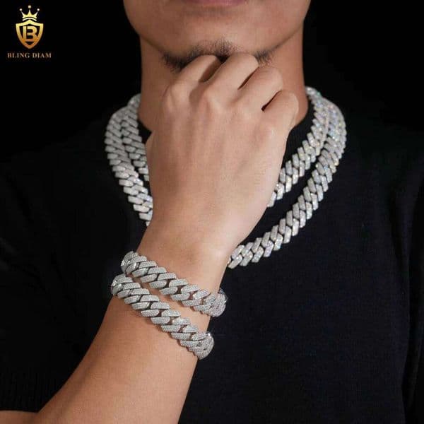 USA Local Stock Fine Jewelry 12mm Sterling Sier VVS Moissanite Dia Iced Out Cuban Link Chain Necklace GRA Certificate