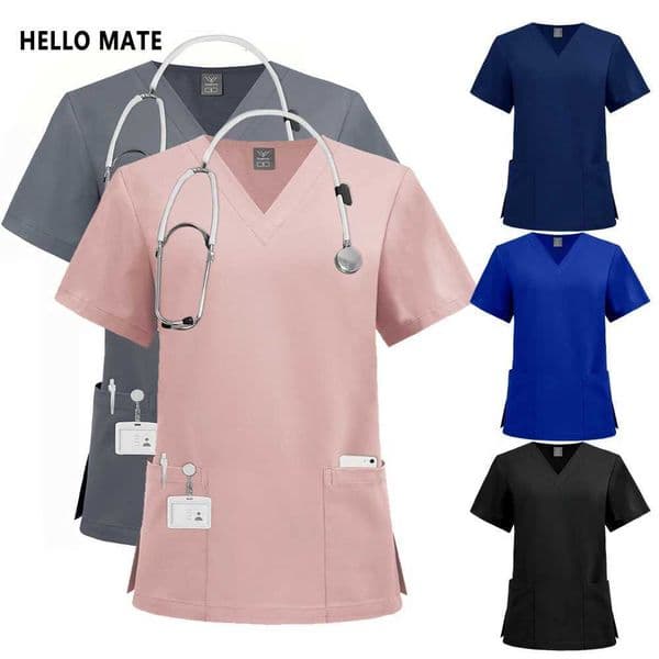 Scrubs Top Medical Surgical Uniform Scrub Blouse Unisex Hospital Working Clothing Pharmacy Nurse Shirt Dental Workwear X251016