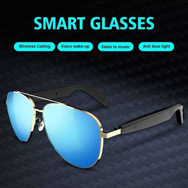 noise reduction smart glasses, wireless calls, music playback, touch voice assistant, stylish blue light blocking sunglasses