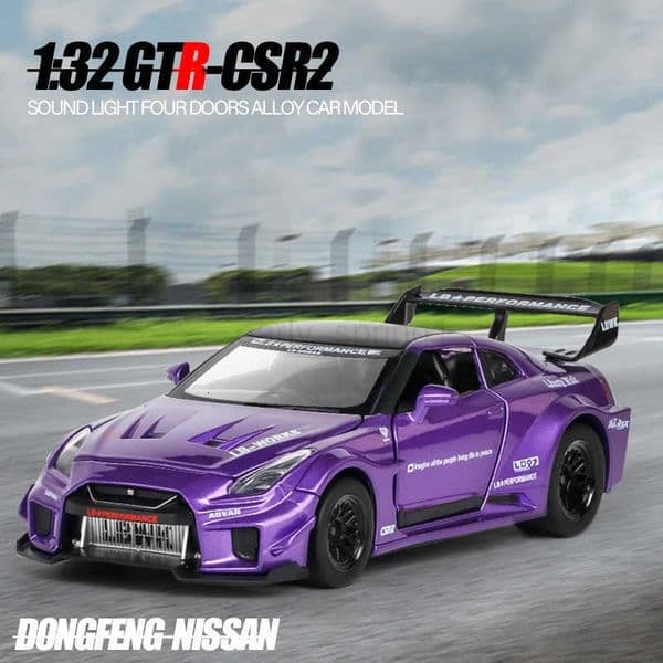 1:32 GTRCSR2 Supercar Racing Car Toy Boy Speed Diecast Metal Vehicle Sound Light One Piece Fast Furious Premium Collect Ornamen T251016